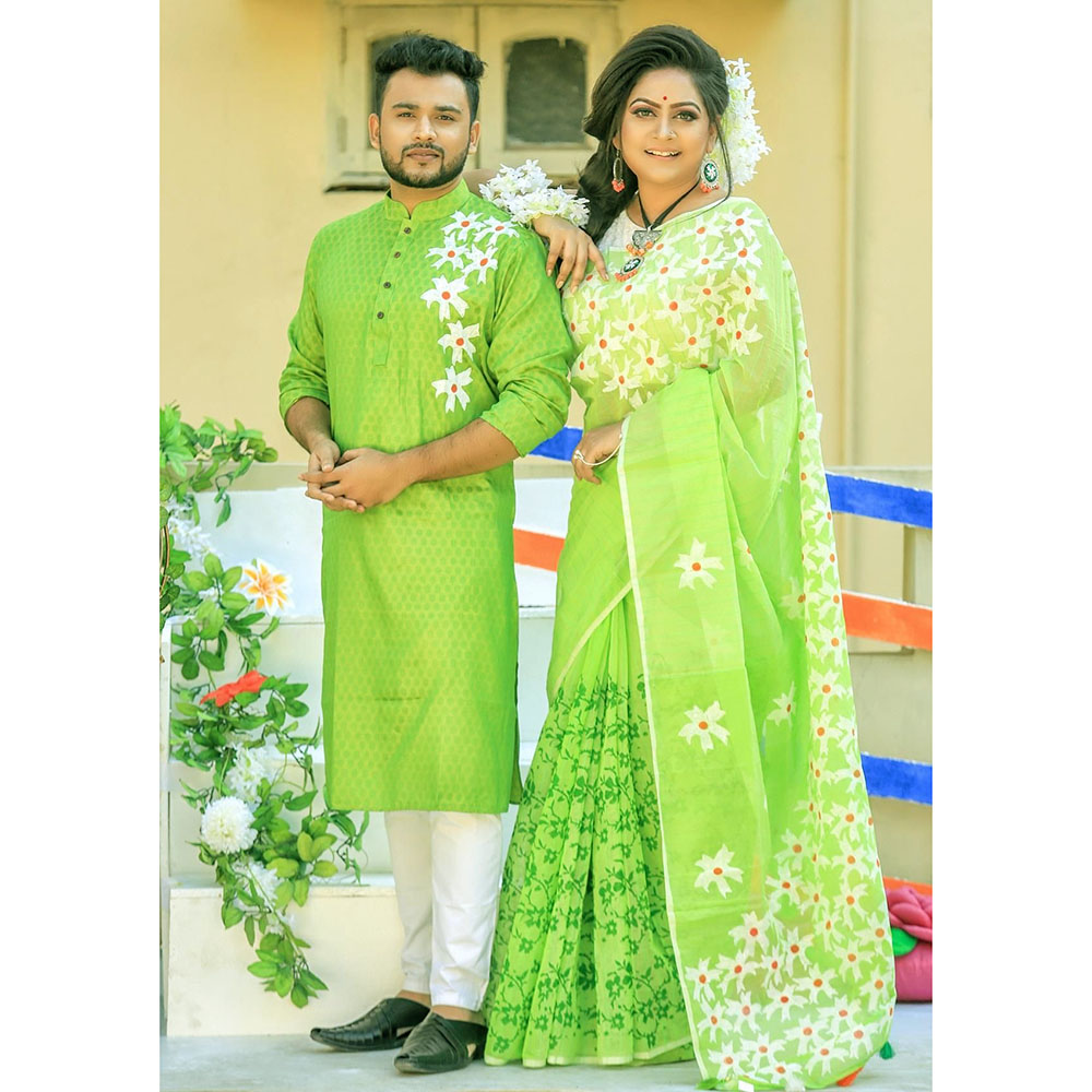 Buy Exclusive Couple Set Saree with Panjabi at Best Price in Bangladesh |  Othoba.com