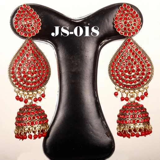 Different Designed Fashion Elegant Red stone gold color Metal For Girls Ladies Female Gift For Her Birthday Gift For Girls Eid Puja Valentine Ear Ring Jhumko mJhumka for Women Jewelry Jewellery Ornament