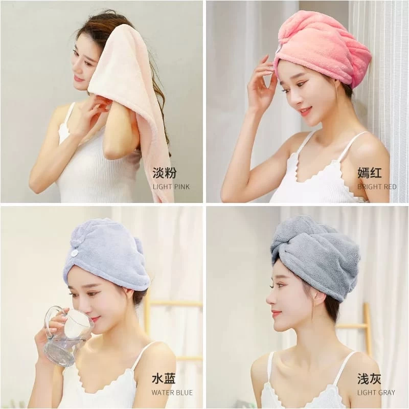 Girl's Hair Drying Hat Quick Dry Hair Towel Cap Hat Bath Hat Microfiber Solid Towel