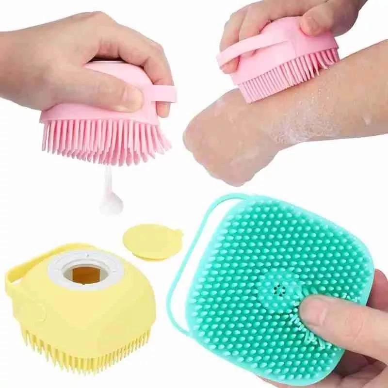 Silicone Bath Brush And Body Shower Brush With Soap Dispenser Baby Bath Scrubber Ultra Soft Body Brush