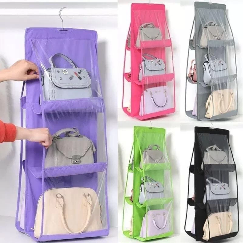 6 Pocket Hanging Sorting Bag, Transparent Storage Bag For Closet, Purse Organization And Miscellaneous Goods