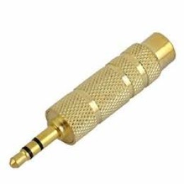 3.5mm Stereo Male Mono Connector to 6.0mm Mono Female Adapter Golden
