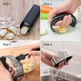 Multi-function Manual Garlic Grinder Curved Garlic Grinding Slicer Chopper Stainless Steel Garlic Pressures Kitchen Gadget