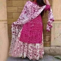 Unstitched Block Print Cotton Salwar Kameez For Fashionable Women Three Piece