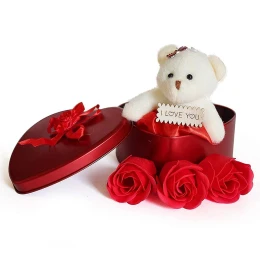 Diya Home Valentine Day Gift for Wife, Special Valentine's Day Gift for Lover, Valentine's Day Gift for Lover, Valentine Day Gift for Wife (Heart Shaped Box with Teddy and Roses)