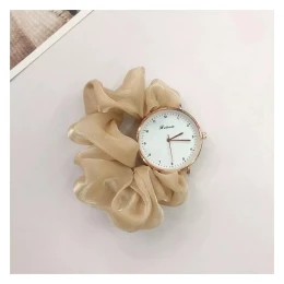 Fashionable Multicolor Round Dial Scrunchies Ladies Watch