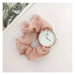 Fashionable Multicolor Round Dial Scrunchies Ladies Watch