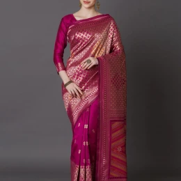 New Design High Quality Printed Embroidery Silk Saree With Gorgeous Blouse Piece