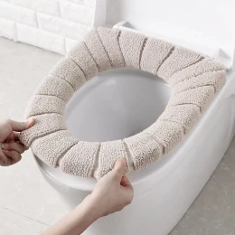 Soft Velvet Washable Bathroom Toilet Seat Filling Warmer Mat Cover Toilet Pad