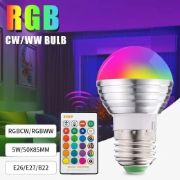 Smart E27 LED RGB RGBW RGBWW Magic Light Bulb Lamp 5W 10W 15W 110V-220V LED Spotlight + IR Remote or Bluetooth 4.0 APP Control