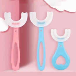 New Children Toothbrush U-Shape Baby Toothbrush With Handle Silicone Oral Care Cleaning Brush For Kids