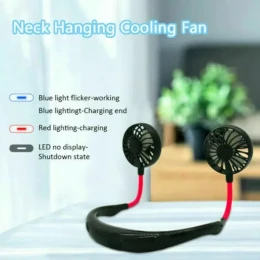 Halter Portable Lazy Sports Fan Mini Hanging Neck Fan USB Rechargeable Sports Manual Fan (With Light)
