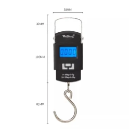 10g-50kg LCD Digital Hanging Hook Scale WH-A08L Portable Mini Luggage Scales Electronic Fishing Travel Metal Steelyard Backlit