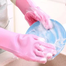Silicone Kitchen Dishwashing Gloves, Cleaning Gloves, Dish Cloth Two-in-one, Heat-proof, Hygienic And Non-Stick Oil