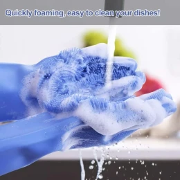 Silicone Kitchen Dishwashing Gloves, Cleaning Gloves, Dish Cloth Two-in-one, Heat-proof, Hygienic And Non-Stick Oil