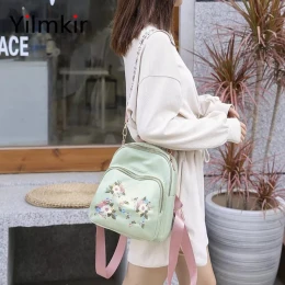 Flower Print Backpack With Detachable Strap
