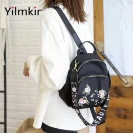 Flower Print Backpack With Detachable Strap
