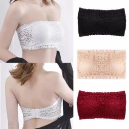Women Sexy Invisible Strapless Bra Lace Seamless Wrapped Chest Push Up Bras for Wedding Dresses Bras