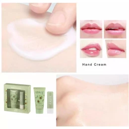 2Pcs of Avocado Hand Cream Lip Balm Plant Moisturizing Set Anti-chapped Hand Lotion And Lip Skin Care