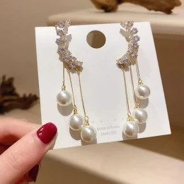 2022 New Fashion Exaggerated Rhinestone Earrings For Women Pearl Temperament Earrings