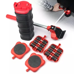 2022 New Heavy Duty Furniture Lifter Transport Tool Furniture Mover set 4 Sliders 1 Wheel Bar for Lifting Moving Furniture Helper
