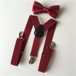 New Colorful Wedding Accessories Suspenders with Bowtie Fashion Bow Tie Set Adjustable Bow Tie & Suspenders