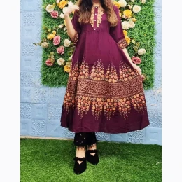 Ready Made Lilen Embroidery  Work One Piece Kurti For Woman