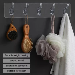 Transparent Strong Self Adhesive Door Wall Hangers Hooks Suction Heavy Load Rack Cup for Kitchen Bathroom