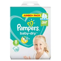 Pampers Baby Dry Taped Size 8 (18+ Kg) Jumbo + Pack Baby Diapers 52 Pcs (UK)