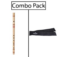 Combo of Bamboo C Medium Natural Flute for Beginner Series and Flute Bag