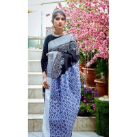 Fashionable dhupian & cotton mix Saree For Beautiful Women (Black & Ash)