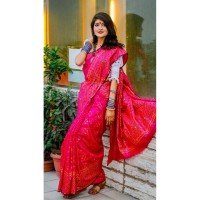 Fashionable dhupian & cotton mix Saree For Beautiful Women (Magenta)