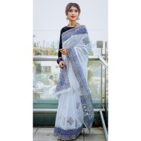 Fashionable dhupian & cotton mix Saree For Beautiful Women (White)