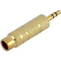 3.5mm Stereo Male Mono Connector to 6.0mm Mono Female Adapter Golden