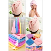 Pink Women Bathroom Towels Microfiber Absorbent Towel Quick Dry Hair Hat Cap Adults Bath Towel Bathing Tools