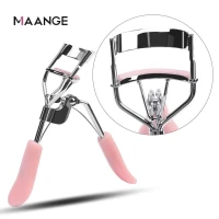 MAANGE 1PCS Woman Silver Eyelashes Curler Supplemented Clip with Pink Handle Lash Curler Lash Lift Tool Beauty Eyelashes Tools