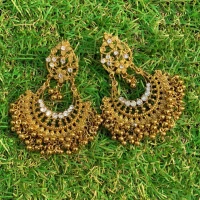 Oxidized Golden Party Wear Earrings For Girls