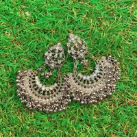 Oxidized Silver Party Wear Earrings For Girls