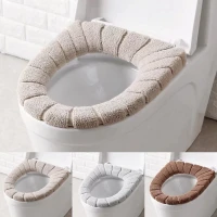 Soft Velvet Washable Bathroom Toilet Seat Filling Warmer Mat Cover Toilet Pad