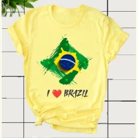 Brazil Flag Man And Women Casual Short Sleeve T-Shirt