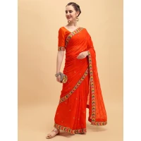 Georgette Saree With Embroidery Work