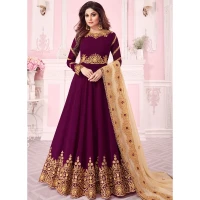 Semi-Stitched Georgette Long Floor Touch Anarkali Party Dress For Women
