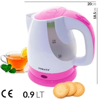 SOKANY 0.9L Portable Electric Kettle Water Kettle with Mesh Filter & Interlocking Lid Support Automatic Switch Off EU Plug