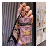 Luxury Leather Keychain Lipstick Bag Portable Makeup Storage Bag