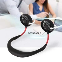 Portable Hanging Neckband Mini Fan USB Rechargeable Double Fans