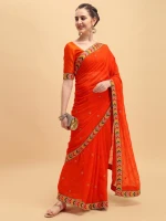 New Design High Quality Georgette Saree With Beautiful Embroidery Work