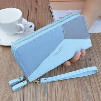 Mobile Phone Bag Double Zipper Hand Purse Long Stitching Contrast Color Card Slots Large Capacity Double-layer Wallet
