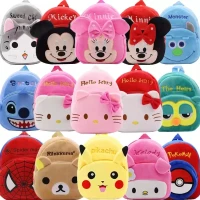 Disney Cartoons Plush Toys Backpack One Piece Children Anime Figure Mickey Mouse Minnie Lovely Kindergarten Bags