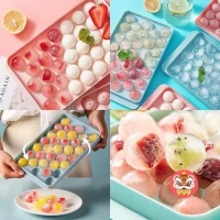 Round Ice Cube Tray with Lid Ice Ball Maker Mold for Freezer with Container Mini Circle Ice Cube Tray