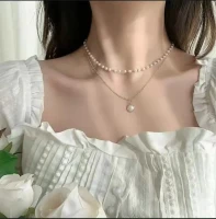 Korean Pearl Necklace for Women Vintage Multilayer Beads Pendant Necklace Fashion Party Jewelry Gifts